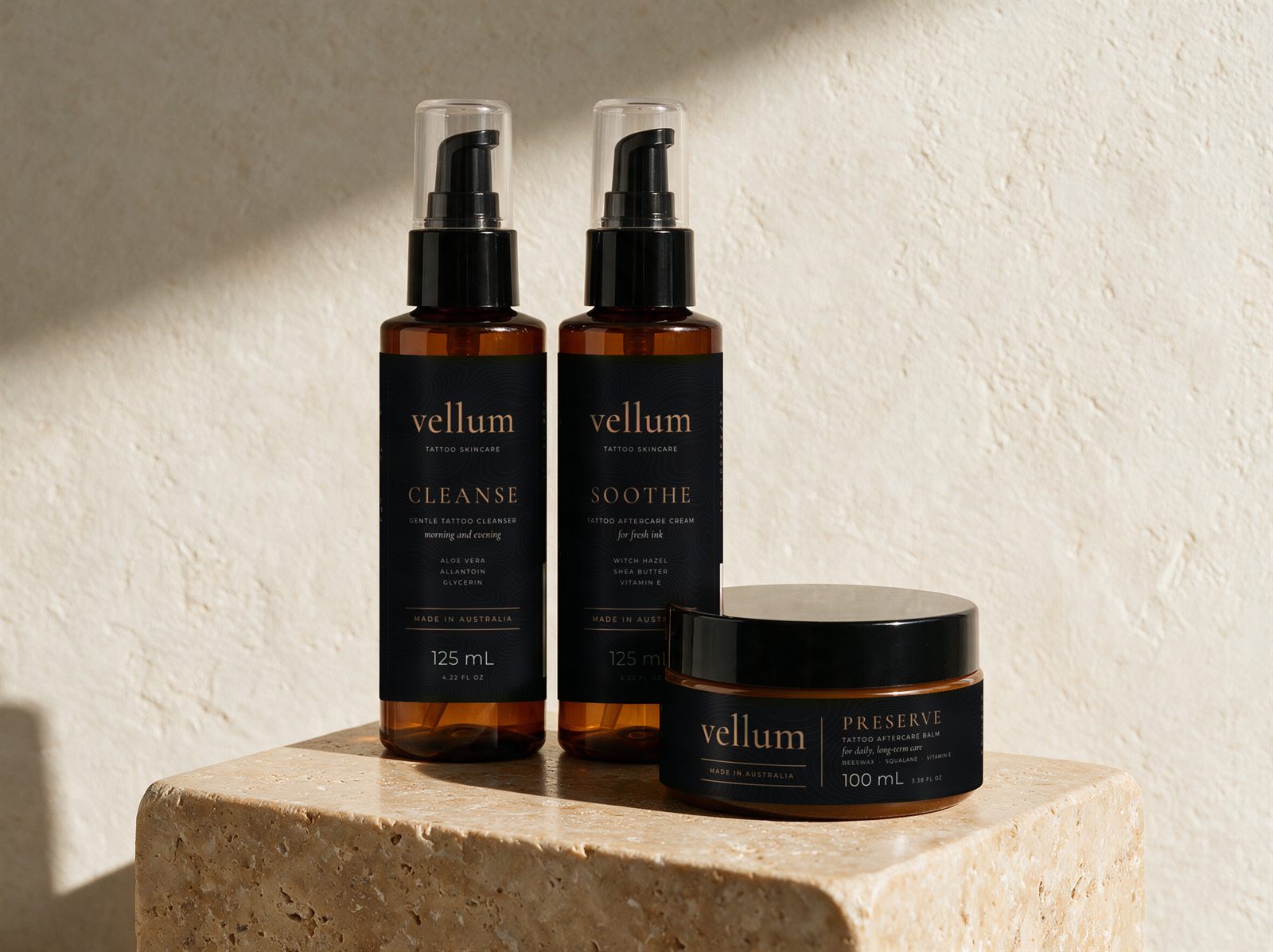 The three VELLUM products together